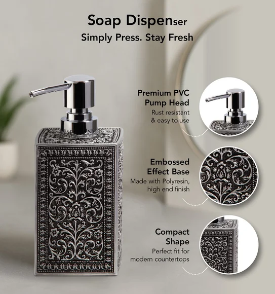 Myra 3 Pcs Polyresin Bath Set Black & Grey