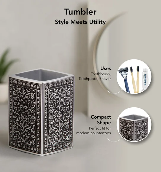 Myra 3 Pcs Polyresin Bath Set Black & Grey