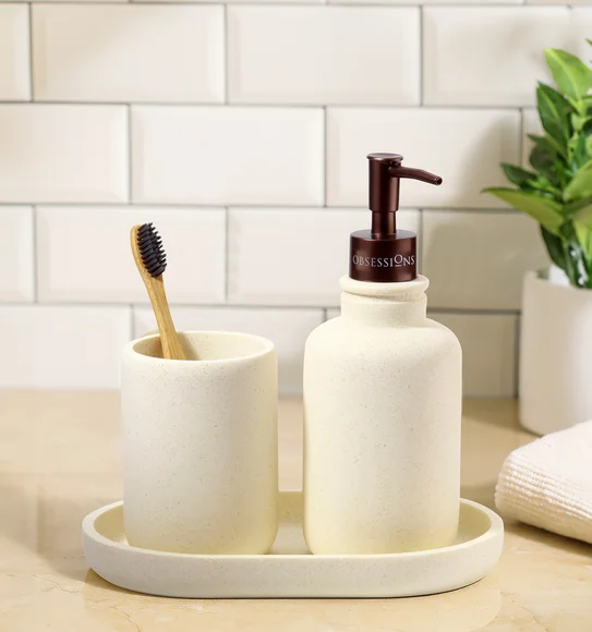 Myra 3 Pcs Polyresin Bath Set Cream
