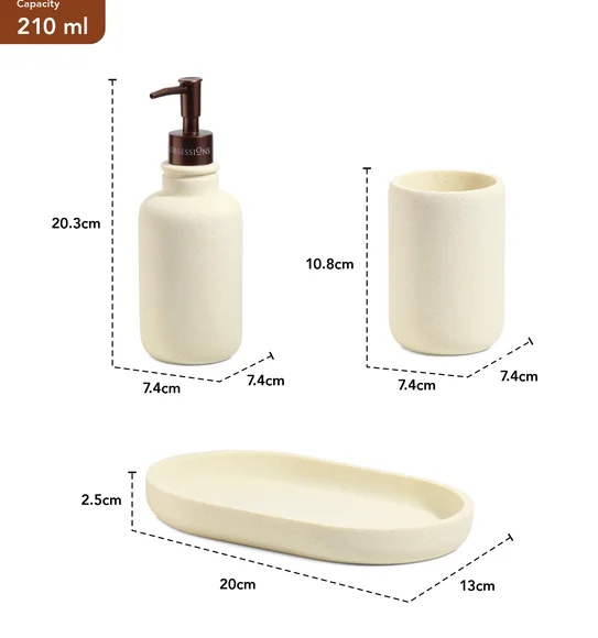 Myra 3 Pcs Polyresin Bath Set Cream
