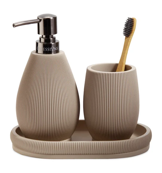Myra 3 Pcs Polyresin Bath Set Taupe