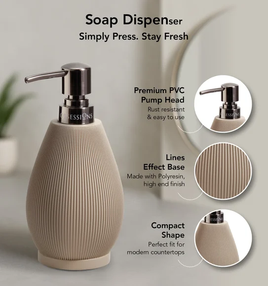 Myra 3 Pcs Polyresin Bath Set Taupe