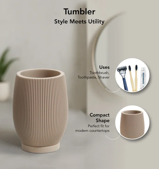 Myra 3 Pcs Polyresin Bath Set Taupe