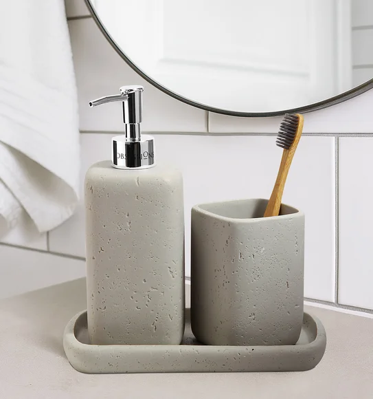 Myra 3 Pcs Polyresin Bath Set Stone