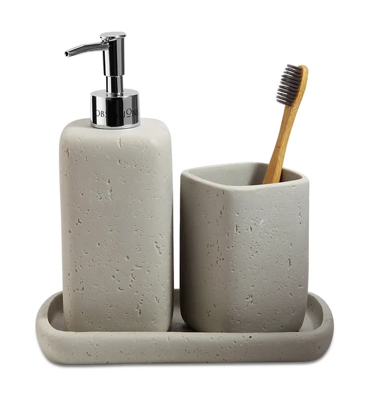 Myra 3 Pcs Polyresin Bath Set Stone
