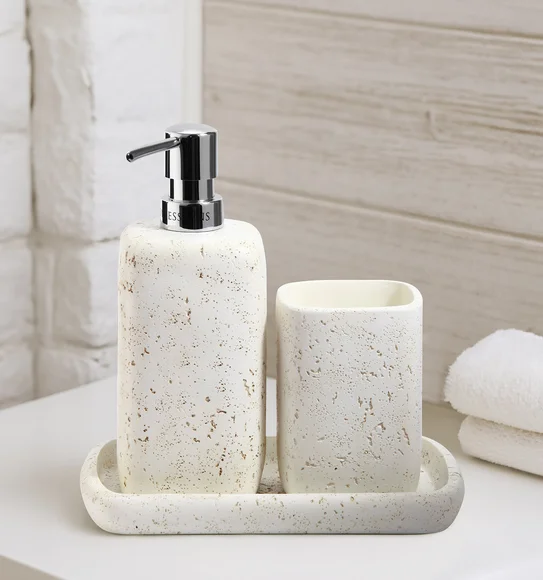 Myra 3 Pcs Polyresin Bath Set Off White