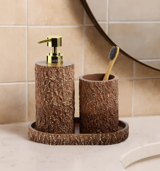 Myra 3 Pcs Polyresin Bath Set Brown