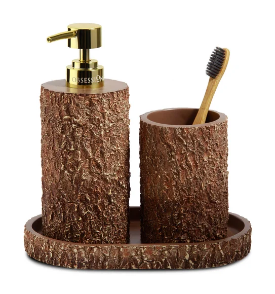 Myra 3 Pcs Polyresin Bath Set Brown
