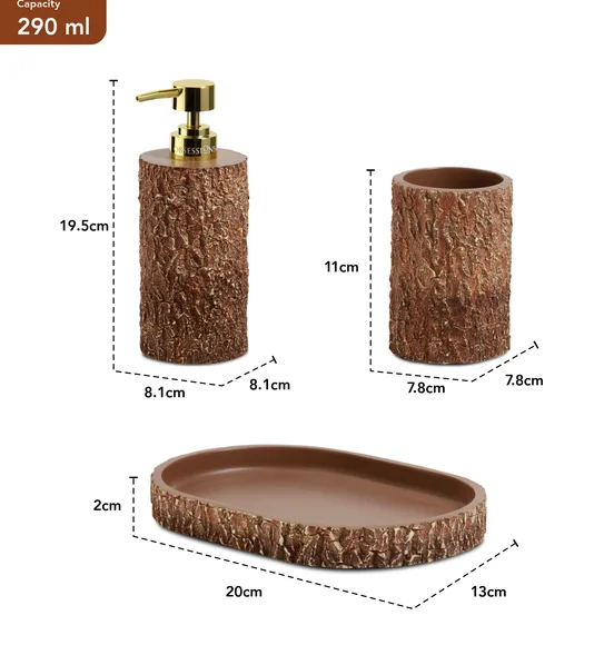 Myra 3 Pcs Polyresin Bath Set Brown
