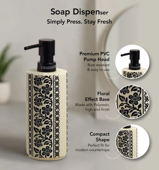 Myra 3 Pcs Polyresin Bath Set Cream & Black