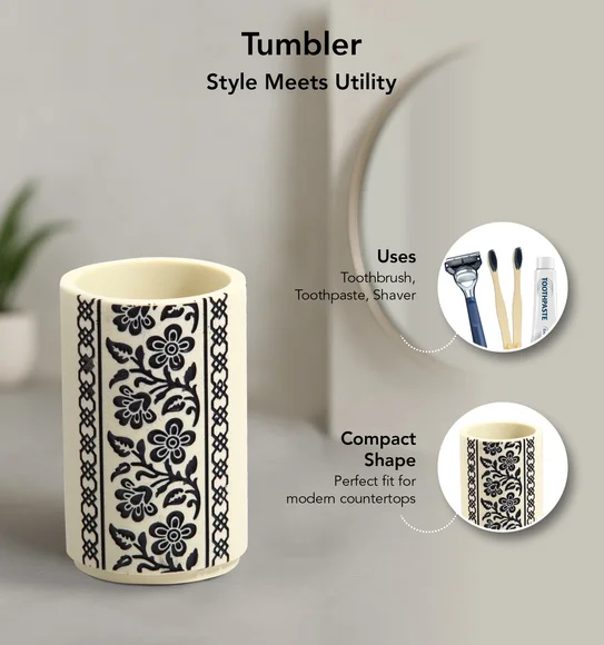 Myra 3 Pcs Polyresin Bath Set Cream & Black