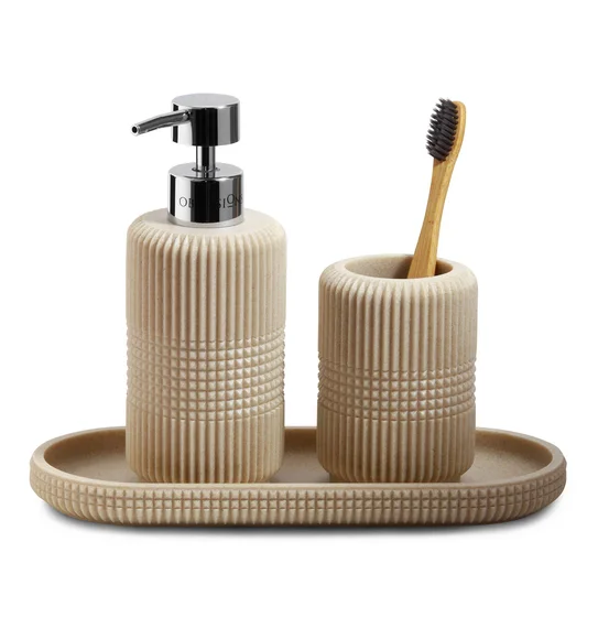 Myra 3 Pcs Polyresin Bath Set Dark Beige