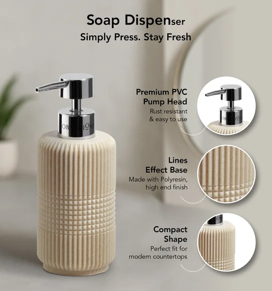 Myra 3 Pcs Polyresin Bath Set Dark Beige