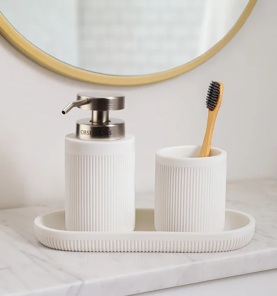 Myra 3 Pcs Polyresin Bath Set White