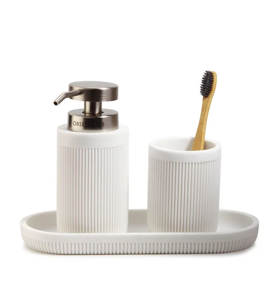 Myra 3 Pcs Polyresin Bath Set White