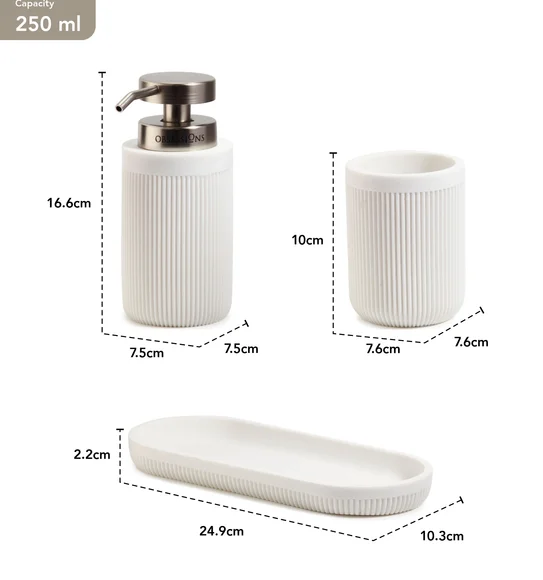 Myra 3 Pcs Polyresin Bath Set White