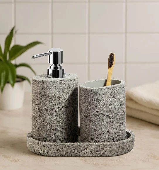 Myra 3 Pcs Polyresin Bath Set Grey