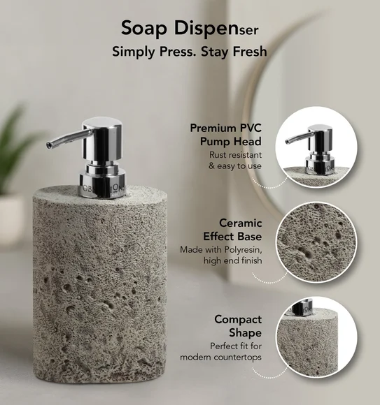Myra 3 Pcs Polyresin Bath Set Grey