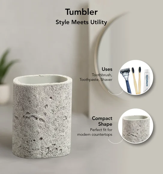 Myra 3 Pcs Polyresin Bath Set Grey