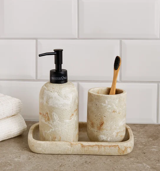 Myra 3 Pcs Polyresin Bath Set Beige