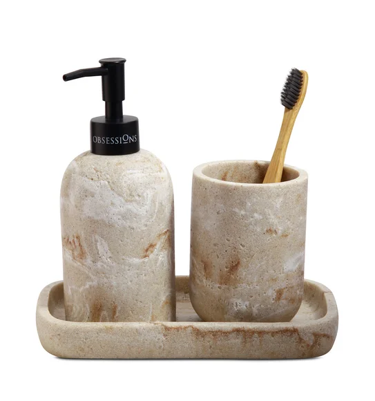 Myra 3 Pcs Polyresin Bath Set Beige