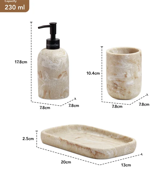 Myra 3 Pcs Polyresin Bath Set Beige