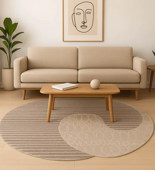 Shapescape Polyester Abstract Carpet Beige