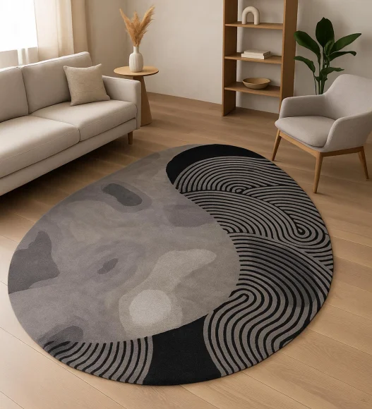 Shapescape Polyester Abstract Carpet Beige