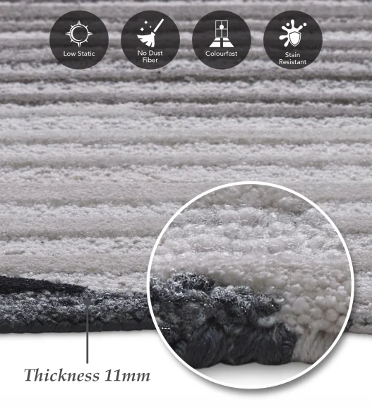 Shapescape Polyester Abstract Carpet L Grey
