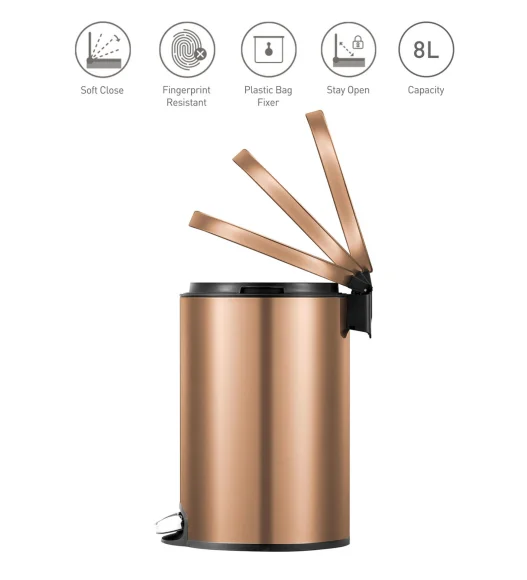 Eko 9115 Artistic Soft Close Fingerprint Resistant Step Bin Bronze Copper