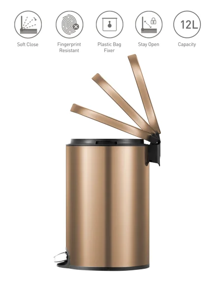 EKO 9115 Artistic Soft Close Fingerprint Resistant Step Bin Bronze Copper