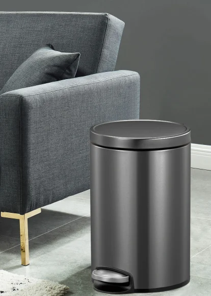  Artistic 12L Stainless Steel Pedal Bin with Removable Inner Bucket, Black Steel