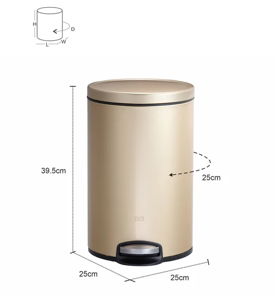 EKO 9115 Artistic Soft Close Fingerprint Resistant Step Bin Champagne Gold