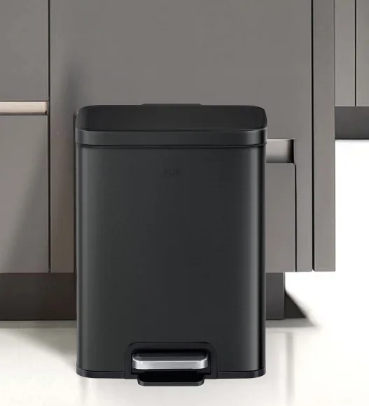 Eko 9361 Madison Stainless Steel Fingerprint Resistant Step Bin Black Steel