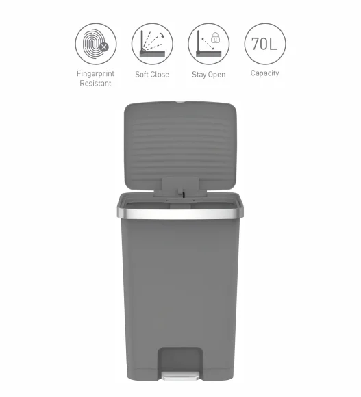 Eko 6388 Hana Fingerprint Resistant Plastic Plastic Bin Grey