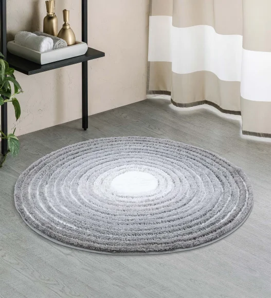 Supersoft Polyester Bath Mat with Anti-Skid TPR Backing, 90 x 90 cm, Grey