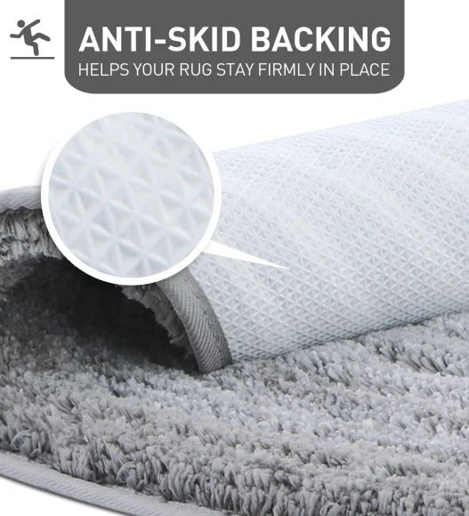 Supersoft Polyester Bath Mat with Anti-Skid TPR Backing, 90 x 90 cm, Grey