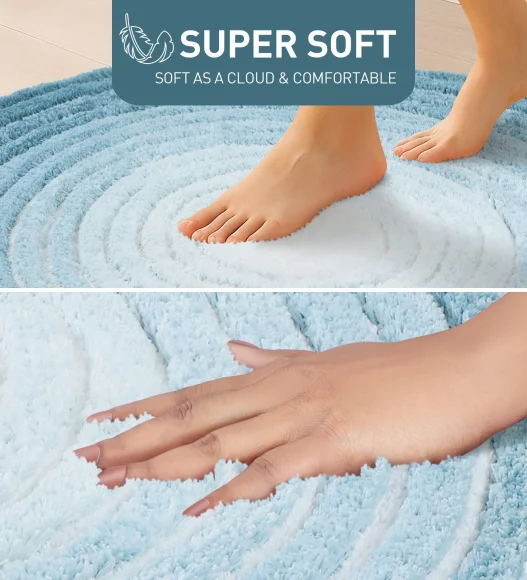Supersoft Polyester Bath Mat with Anti-Skid TPR Backing, 90 x 90 cm, Teal