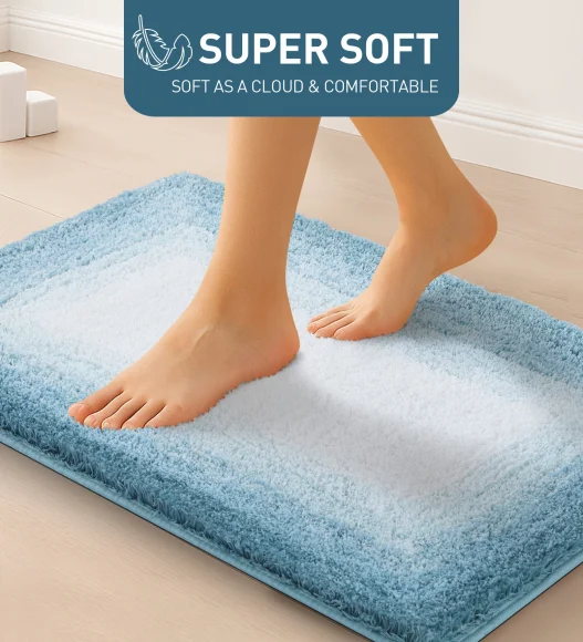 Supersoft Polyester Bath Mat with Anti-Skid TPR Backing, 50 x 80 cm, Teal
