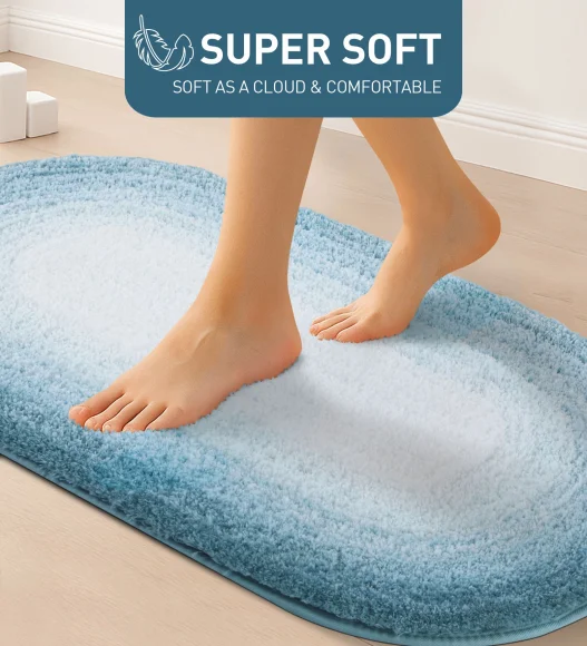 Supersoft Polyester Bath Mat with Anti-Skid TPR Backing, 50 x 80 cm, Teal