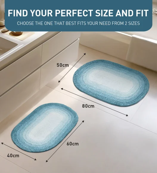 Supersoft Polyester Bath Mat with Anti-Skid TPR Backing, 50 x 80 cm, Teal