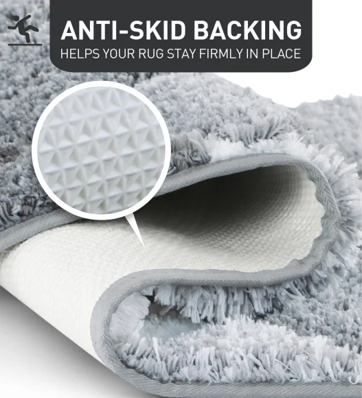 Supersoft Polyester Bath Mat with Anti-Skid TPR Backing, 50 x 80 cm, Grey