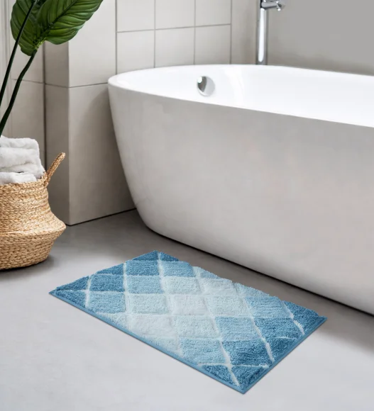 Supersoft Polyester Bath Mat with Anti-Skid TPR Backing, 50 x 80 cm, Teal
