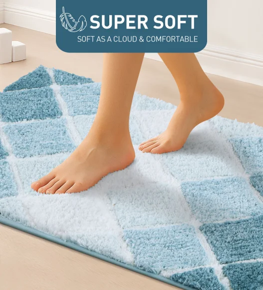 Supersoft Polyester Bath Mat with Anti-Skid TPR Backing, 50 x 80 cm, Teal