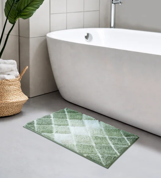 Supersoft Polyester Bath Mat with Anti-Skid TPR Backing, 50 x 80 cm, Green
