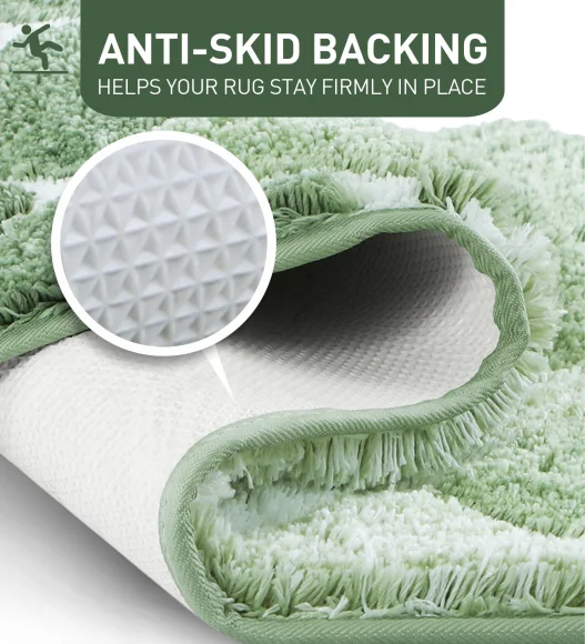 Supersoft Polyester Bath Mat with Anti-Skid TPR Backing, 50 x 80 cm, Green