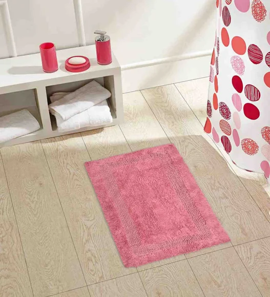Reversible Cotton Bath Mat, Blush