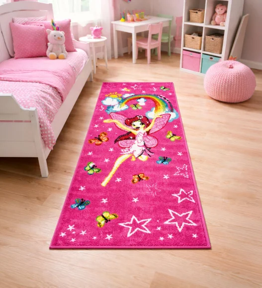 Polypropylene Kids Runner with Jute Backing | Pink | (W)60 x (L)150
