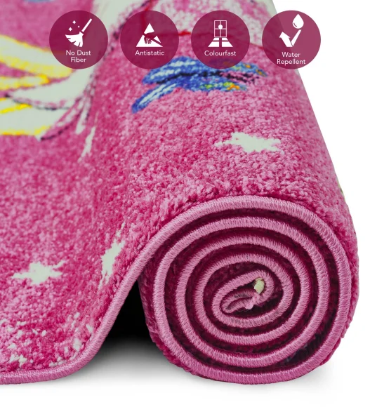 Polypropylene Kids Runner with Jute Backing | Pink | (W)60 x (L)150