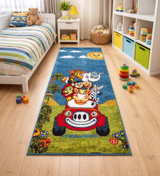 Polypropylene Kids Runner with Jute Backing | Multi | (W)60 x (L)150